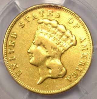 1857 - S Three Dollar Indian Gold Coin $3 - Certified Pcgs Vf Details - Rare Date