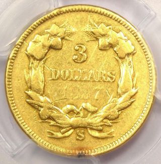 1857 - S Three Dollar Indian Gold Coin $3 - Certified PCGS VF Details - Rare Date 4