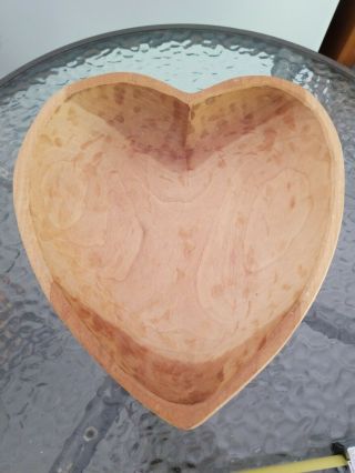 Wooden Heart Shaped Bowl Hand Carved About 11 " X11 "