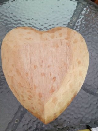 Wooden Heart Shaped Bowl Hand Carved about 11 