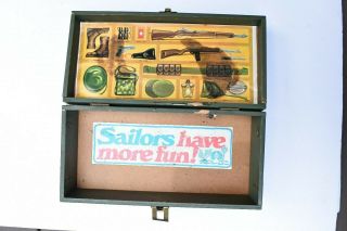 Vintage G.  I.  JOE 1964 HASBRO Foot Locker Wooden Box for accessories MIlitary 4