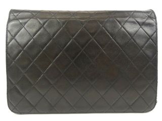 r1538 Auth CHANEL Vintage Black Quilted Lambskin CC Push Lock Chain Shoulder Bag 3