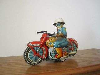Hadson Vintage Motorcycle Tin Friction Toy Pd Police 55 Japan