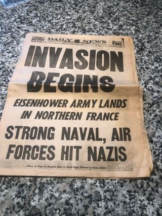 Ny Daily News D Day Newspaper Tursday June 6 1944