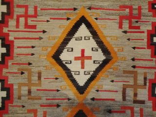 Vintage Navajo Ganado Rug -,  Arrows,  Crosses - Early 1900 ' s 4