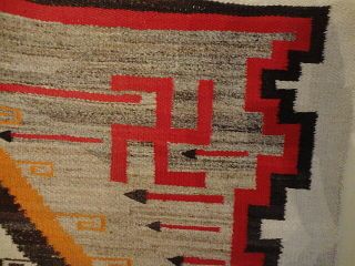 Vintage Navajo Ganado Rug -,  Arrows,  Crosses - Early 1900 ' s 5