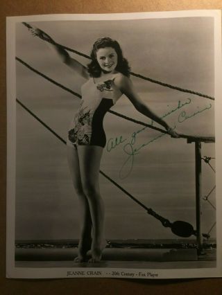 Jeanne Crain Rare Early Vintage Autographed Pin Up 8/10 Photo 40s