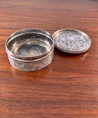 PERSIAN SOLID SILVER HAND CRAFTED ROUND JEWELRY / TOBACCO BOX 140G 6