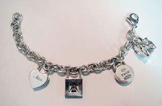 TIFFANY & CO York City STERLING SILVER 4 CHARM BRACELET - VALUE $1200.  00 2