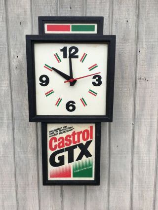 Vintage Castrol Motor Oil Illuminated Sign & Clock Mancave Petrolinia