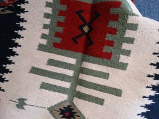 Antique 1930 - 40s Native american navajo indian rug hand made great design 12