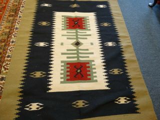 Antique 1930 - 40s Native american navajo indian rug hand made great design 2