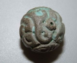 3 Old Chinese Carved Beads Ancient/Vintage,  Turquoise,  Faience/Pottery,  jade/glass 3