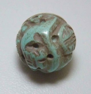 3 Old Chinese Carved Beads Ancient/Vintage,  Turquoise,  Faience/Pottery,  jade/glass 4