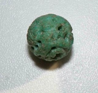 3 Old Chinese Carved Beads Ancient/Vintage,  Turquoise,  Faience/Pottery,  jade/glass 5