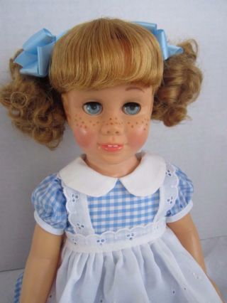 Mattel Chatty Cathy Honey Blonde Blue Gingham Pinafore Dress Talks
