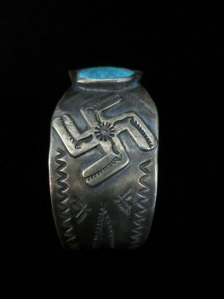 Antique Navajo Bracelet - Coin Silver and Turquoise 4