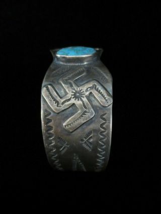 Antique Navajo Bracelet - Coin Silver and Turquoise 5