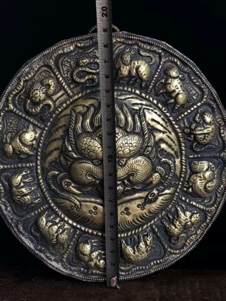 Chinese Antique Tibetan style old copper hand - made lion Thangka Thang - ga 2
