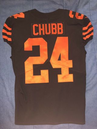 Nick Chubb Game Issued Worn Color Rush Jersey Cleveland Browns Rare Georgia