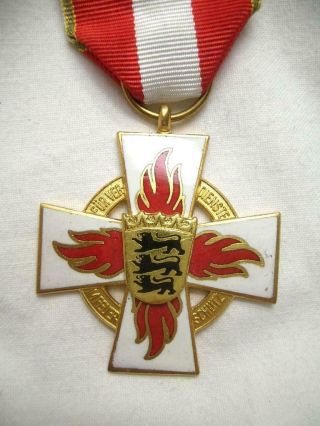 Post Ww2 German Feuerwehr Fire Brigade Baden - Württemberg Cross Medal