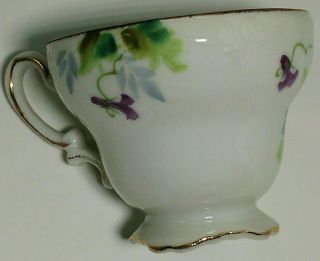 E W Princess Porcelain Tea Cup and Saucer Pansies Hand Painted Made in Japan 3