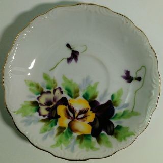 E W Princess Porcelain Tea Cup and Saucer Pansies Hand Painted Made in Japan 4