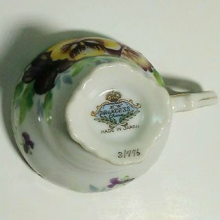 E W Princess Porcelain Tea Cup and Saucer Pansies Hand Painted Made in Japan 5