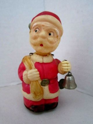 Vintage Occupied Japan Celluloid Santa Windup Toy.  4 - 3/4 " Tall.  Plastic.