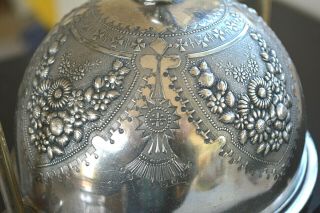 Stunning Antique Victorian Floral Swags Rogers Bro Silverplate Butter Dish Cover 2