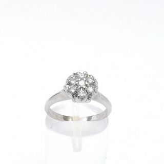 Vintage 14k White Gold 7 Stone Diamond Halo.  40ctw Illusion Flower Ring Sz 6
