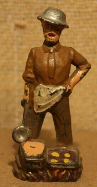 Dimestore Soldier Barclay Soldier Cooking Serving Lead Toy Figure Army Serving