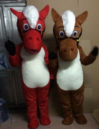 Red Horse Mascot Costume Suit Cosplay Party Game Dress Outfit Halloween Adult