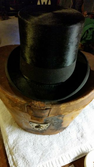 Dunlap & Co.  York Top Hat W/case The Bancroft Hat & Fur Co.  Springfield Ohio