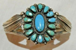 Vintage Native American Sterling Silver & Turquoise Cuff Bracelet 2