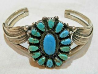 Vintage Native American Sterling Silver & Turquoise Cuff Bracelet 3
