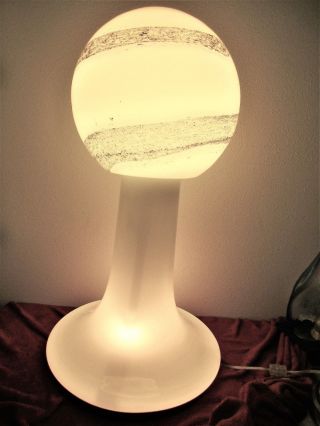Vintage White Glass Lamp Mushroom Ball Table 30 " Modern Mid Century Milk 3 Bulbs