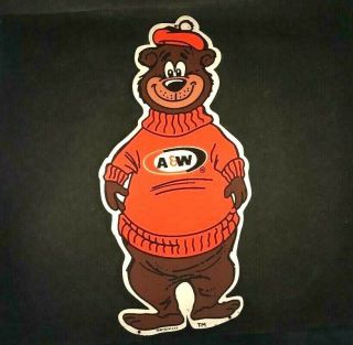 Vintage A&w Root Beer Bear Sign Rare Old Advertising Gas Oil Can Logo Mascot 50s