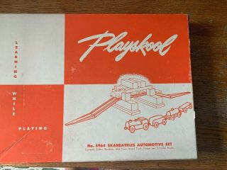 Vintage 1950 - 60’s Playskool Skaneateles Wooden Train Rare 5964 Automotive Set