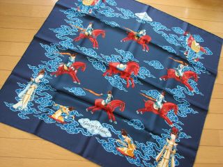 Auth Hermes Vintage 90cm Silk Scarf " Galop Volant "