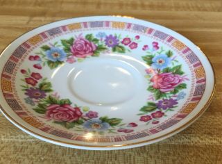 VINTAGE TEACUP AND SAUCER FLOWERS AND PINK ROSES 2