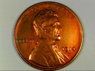 1914 - D Lincoln Wheat Cent Au/uncirculated Details Red Rare Coin