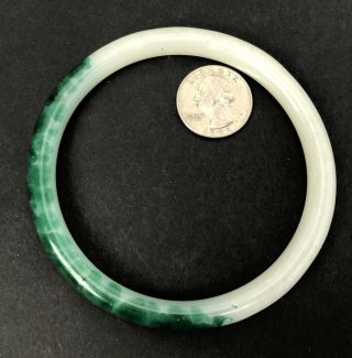 Large Antique Chinese Sewing Basket Peking Glass Bracelet Green White Bangle
