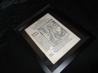 Rare Antique Engraved Book Page From The Ship Of Fools Sebastian Brant Framed
