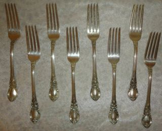 Vintage 75 Year Old Lunt American Victorian Sterling Silver Dinner Forks (8)