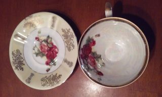 Royal Halsey Cup & Saucer Yellow with Roses & Gold Trim 3