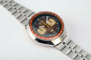 Rare Vintage Seiko 6138 - 0040 Bull Head Day Date Chronograph Automatic Watch