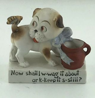 Antique Schafer & Vater German Bisque Puppy Dog Figurine Shall I W - Wag It About