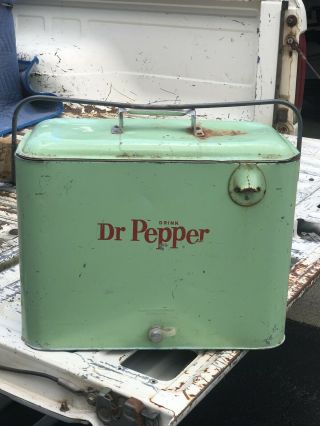 Vintage Green Dr.  Pepper Picnic Cooler By Progress Refrigeration Louisville