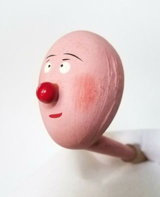 Antique Paper Mache Pink Face Bald Red Nose German Toy Favor Halloween Pipe